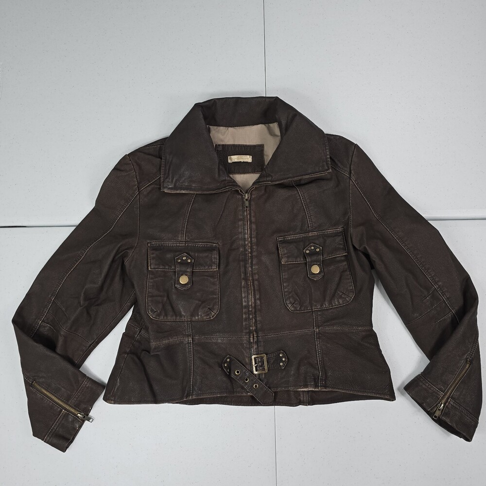Wilsons Leather Women No Size (~L) Brown Leather Short Motorcycle Jacket